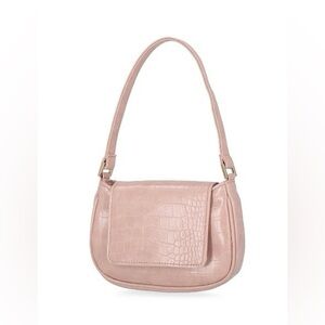 Elegant Pink Crocodile-Embossed Shoulder Bag